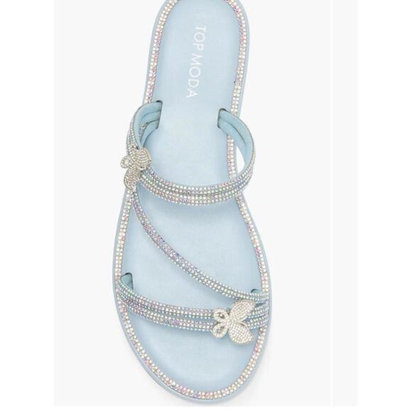 TOP GUY SHOES Paz Crystal Butterfly Slide Sandal - Picture 5 of 5